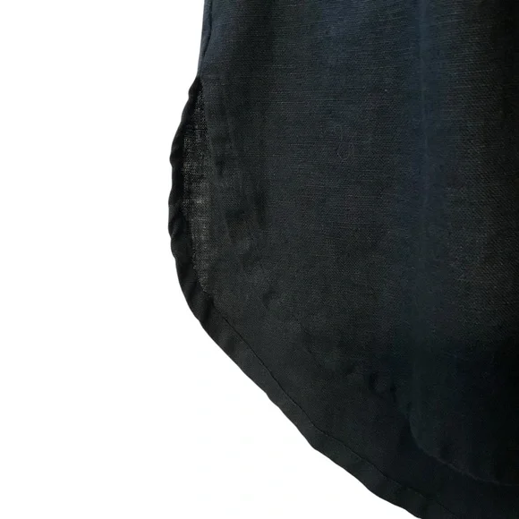 FLAX sz Large Linen Skirt Stretch Waist Pull On Black - Picture 3 of 5